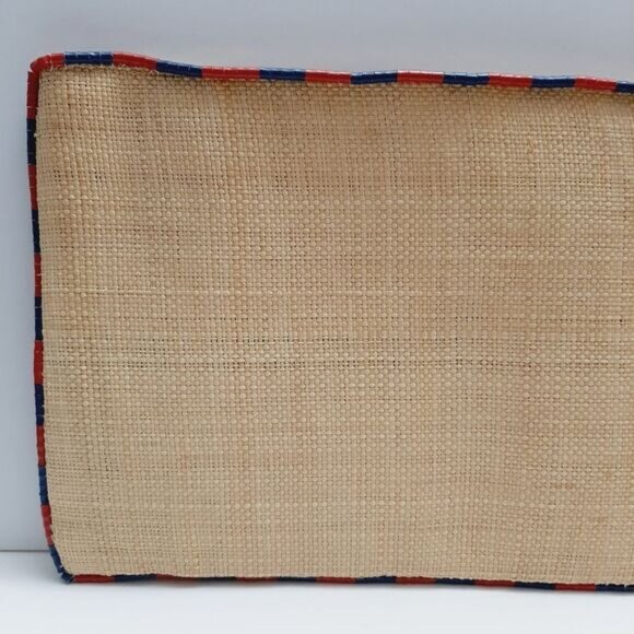 RALPH LAUREN 100% Raffia Envelope Boho Purse Beaded Edge Bag Natural - Picture 2 of 14